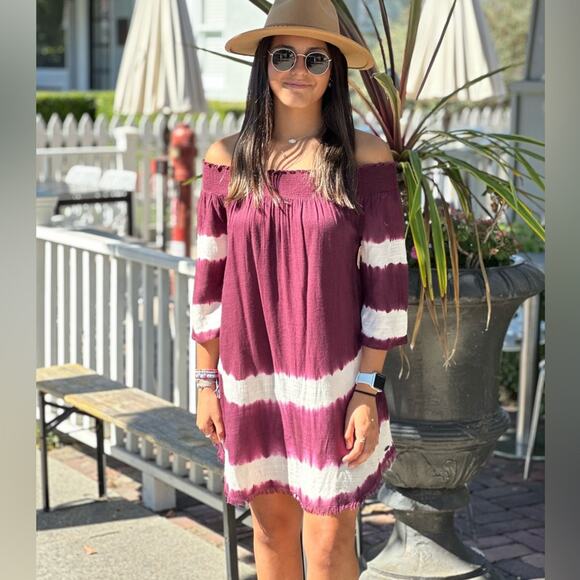 O’Neil Purple and White Tie-Dye‎ Midi Dress-size SMALL - Picture 1 of 11